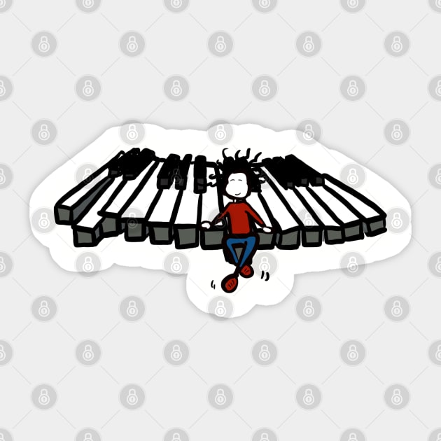 Flying piano 2 woman Sticker by Guastevi